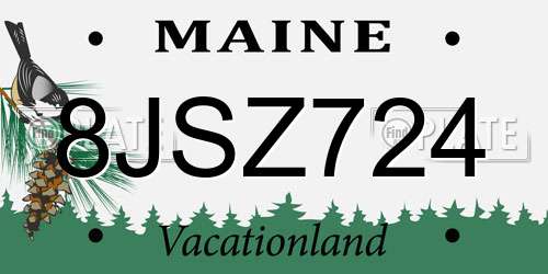 8JSZ724 Maine License Plate