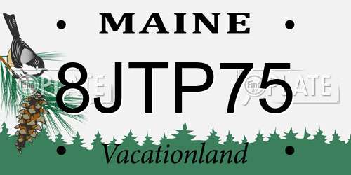 8JTP75 Maine License Plate