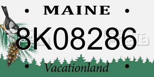 8K08286 Maine License Plate