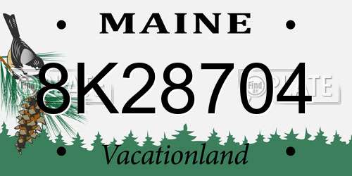8K28704 Maine License Plate