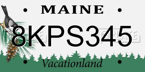 8KPS345 Maine License Plate
