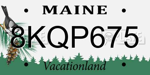 8KQP675 Maine License Plate