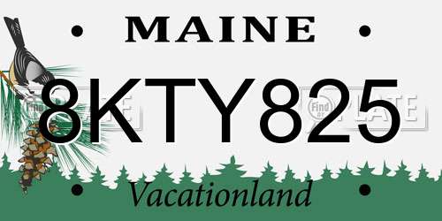 8KTY825 Maine License Plate