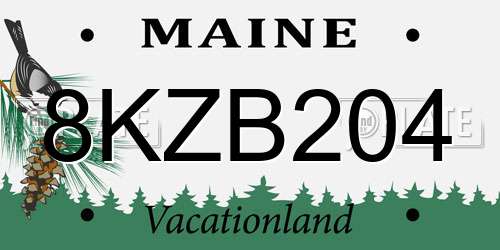 8KZB204 Maine License Plate