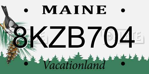8KZB704 Maine License Plate