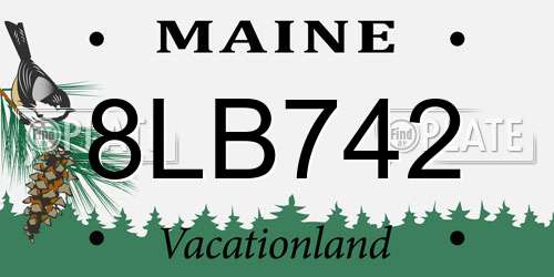 8LB742 Maine License Plate
