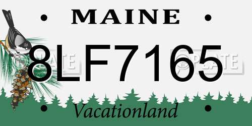 8LF7165 Maine License Plate