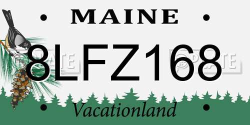 8LFZ168 Maine License Plate