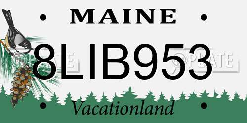 8LIB953 Maine License Plate