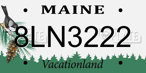 8LN3222 Maine License Plate
