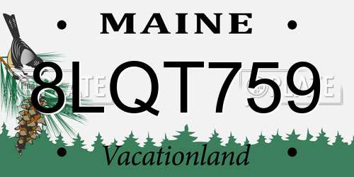 8LQT759 Maine License Plate