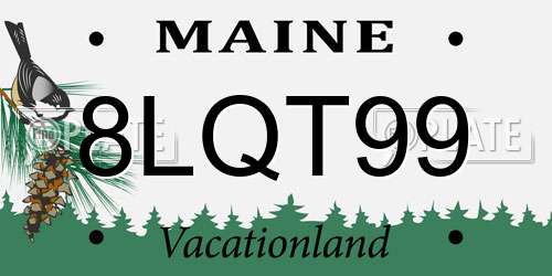 8LQT99 Maine License Plate