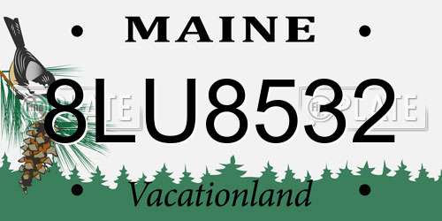 8LU8532 Maine License Plate