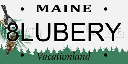 8LUBERY Maine License Plate