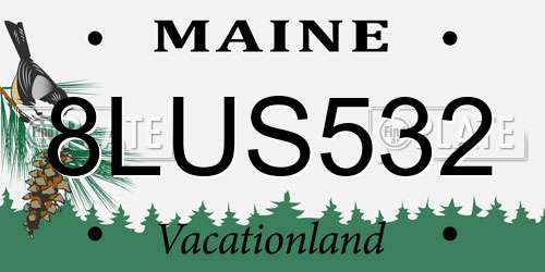 8LUS532 Maine License Plate