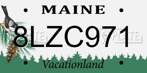 8LZC971 Maine License Plate