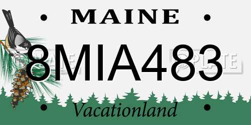 8MIA483 Maine License Plate