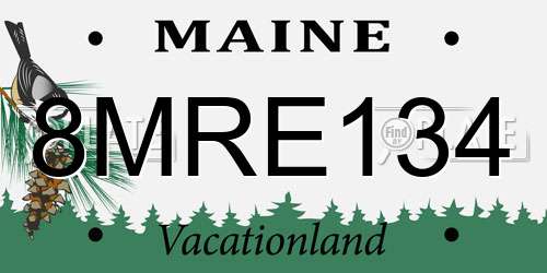 8MRE134 Maine License Plate