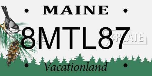 8MTL87 Maine License Plate