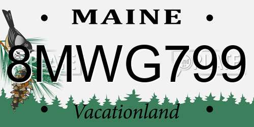 8MWG799 Maine License Plate