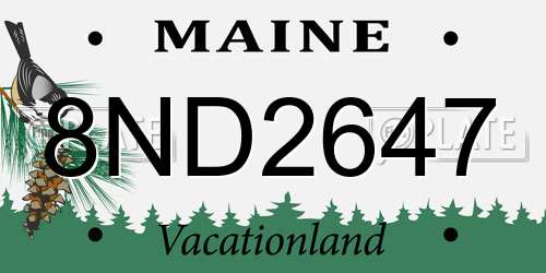 8ND2647 Maine License Plate