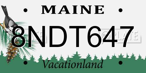 8NDT647 Maine License Plate