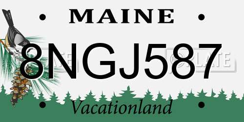 8NGJ587 Maine License Plate