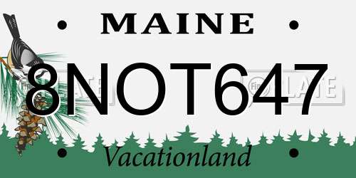 8NOT647 Maine License Plate