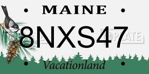8NXS47 Maine License Plate