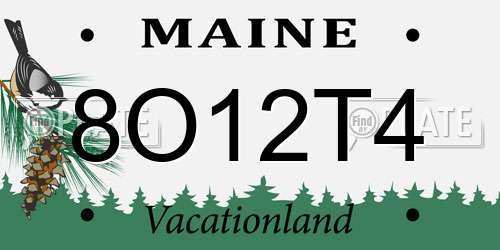 8O12T4 Maine License Plate