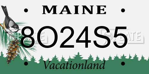 8O24S5 Maine License Plate