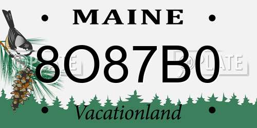 8O87B0 Maine License Plate