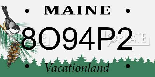 8O94P2 Maine License Plate