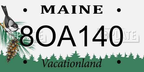 8OA140 Maine License Plate