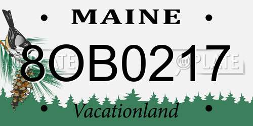 8OB0217 Maine License Plate