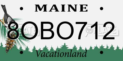8OBO712 Maine License Plate