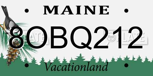 8OBQ212 Maine License Plate