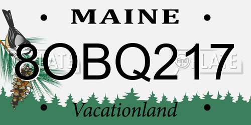 8OBQ217 Maine License Plate