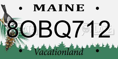 8OBQ712 Maine License Plate