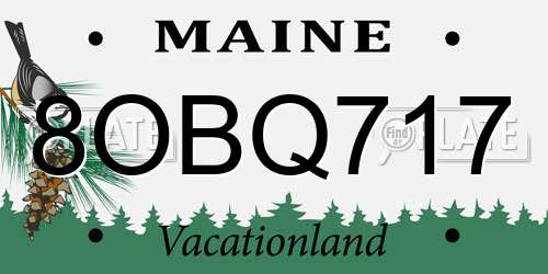 8OBQ717 Maine License Plate