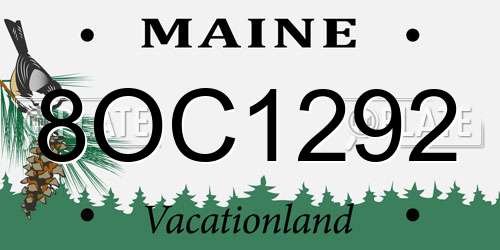 8OC1292 Maine License Plate
