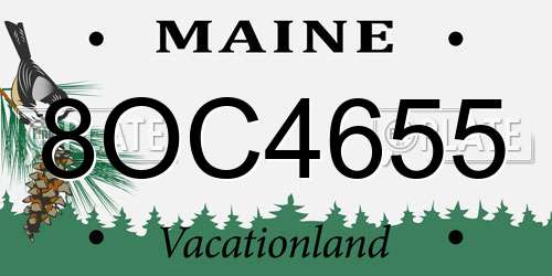 8OC4655 Maine License Plate