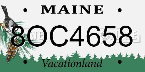 8OC4658 Maine License Plate