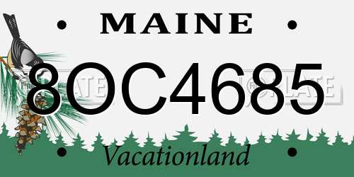 8OC4685 Maine License Plate