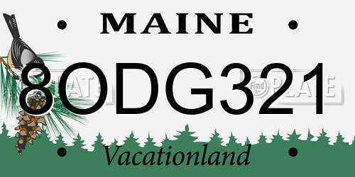 8ODG321 Maine License Plate
