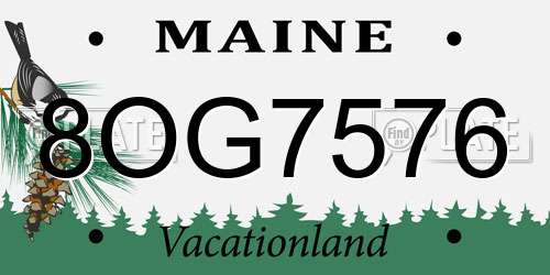 8OG7576 Maine License Plate
