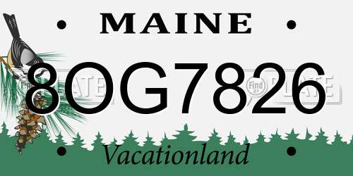 8OG7826 Maine License Plate