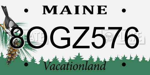 8OGZ576 Maine License Plate