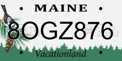 8OGZ876 Maine License Plate