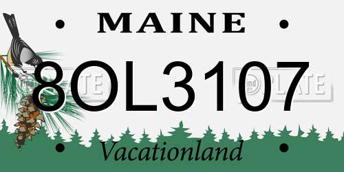 8OL3107 Maine License Plate